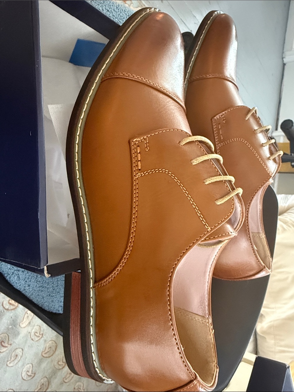 Prince Men's Tan Leather Derby Oxfords